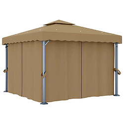 vidaXL Tonnelle avec rideau 3x3 m Taupe Aluminium 