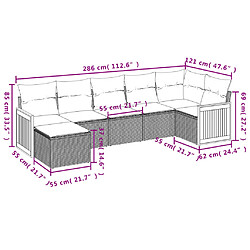 Acheter vidaXL Salon de jardin avec coussins 7 pcs beige résine tressée