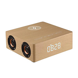 Yonis Enceinte Bluetooth Multifonction Bois Chargeur Sans Fil Réveil Tactile Réveil Enceinte Bluetooth Chargeur Sans Fil Commande Tactile Batterie Longue Durée Jaune YONIS