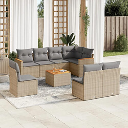 vidaXL Salon de jardin avec coussins 9pcs mélange beige résine tressée 