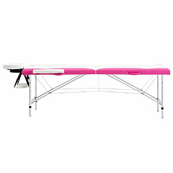 Avis Helloshop26 Table de massage pliable 2 zones Inox blanc et rose 02_0001804