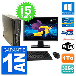 PC HP Z210 SFF Ecran 27" Intel Core i5-2400 RAM 32Go Disque 1To Windows 10 Wifi - Occasion