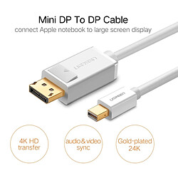 Wewoo MD105 1.5m 4K HD Thunderbolt blanc Mini DisplayPort vers DisplayPort Convertisseur Câble