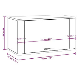 vidaXL Armoire à chaussures murale Chêne fumé 70x35x38 cm Bois de Pin pas cher