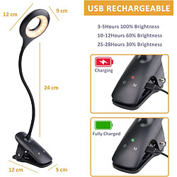 BESTA Lampe de Chevet USB Rechargeable sans Fil, Lampe de Lecture Tactile Noire, 3 Couleur et 3 Intensité Variable, Lampe de Bureau a Pile, Lampe de Lecture avec Pince pour Lire au Lit Enfant 