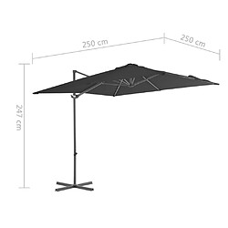 vidaXL Parasol de jardin en porte-à-faux avec mât en acier anthracite pas cher