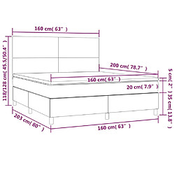 vidaXL Sommier à lattes de lit et matelas Gris foncé 160x200cm Velours pas cher