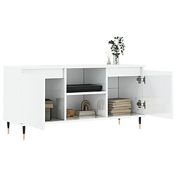 Acheter Maison Chic Meuble TV scandinave - Banc TV pour salon blanc brillant 104x35x50 cm bois d'ingénierie -MN83438