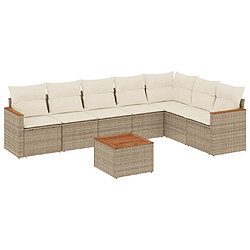 vidaXL Salon de jardin avec coussins 8 pcs beige résine tressée