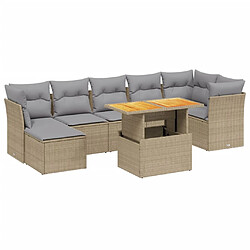 vidaXL Salon de jardin avec coussins 8 pcs beige résine tressée