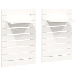 vidaXL Étagères de chevet murales 2 pcs Blanc Bois de pin massif