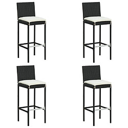 vidaXL Tabourets de bar de jardin et coussins lot de 4 résine tressée 