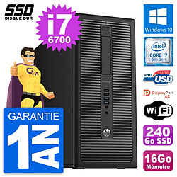 PC Tour HP EliteDesk 800 G2 Intel i7-6700 RAM 16Go SSD 240Go Windows 10 Wifi · Occasion 