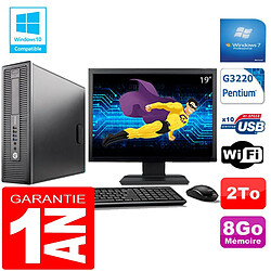 PC HP EliteDesk 800 G1 SFF Intel G3220 8Go Disque 2 To Wifi W7 Ecran 19" · Occasion 