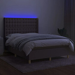 Avis Maison Chic Lit adulte- Lit + matelas + LED,Sommier à lattes de lit matelas et LED Taupe 140x190 cm Tissu -GKD68623