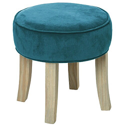 Atmosphera, Createur D'Interieur Tabouret bas effet velours Adriel Bleu canard - Atmosphera