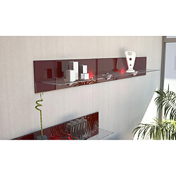 Mpc Etagère En Bois Et Verre Bordeaux Avec LED (hxlxp) 20 X 146 X 19 Cm 