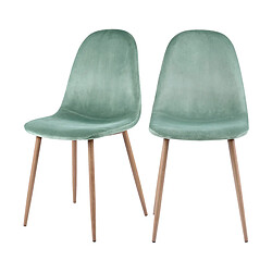 Rendez Vous Deco Chaise Fredrik en velours vert d'eau (lot de 2) 