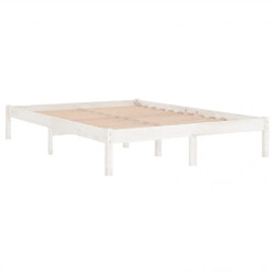 Maison Chic Lit Moderne Chambre - Cadre/structure de lit pour adulte Blanc Bois massif 140x200 cm -MN57872 pas cher