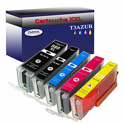 Lot de 5 Cartouches compatibles Canon PGI580/CLI581XL - T3AZUR Lot de 5 Cartouches Compatibles pour Canon Pixma TS8252, TS8350, TS8351 (1Bk/1PBk/1C/1M/1Y) - T3AZUR