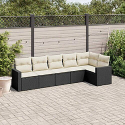 vidaXL Salon de jardin 6 pcs avec coussins noir résine tressée 