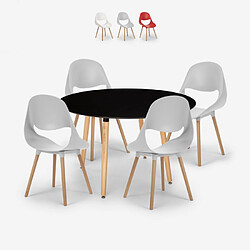 Ahd Amazing Home Design Ensemble 4 Chaises Table À manger Ronde Noire 100cm Design Midlan Dark, Couleur: Gris