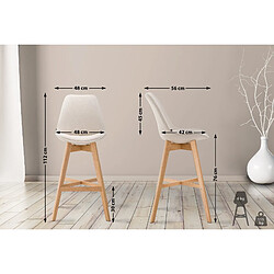 Non Lot de 2 tabourets de bar Cannes tissu naturel