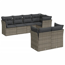 vidaXL Salon de jardin avec coussins 7 pcs gris résine tressée