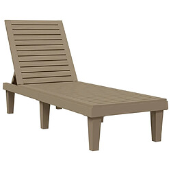 Helloshop26 Transat chaise longue bain de soleil lit de jardin terrasse meuble d'extérieur marron clair 155 x 58 x 83 cm polypropylène 02_0012782 