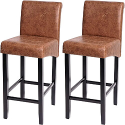 Decoshop26 Lot de 2 tabourets de bar en synthétique aspect daim marron vieilli pieds foncé TDB04008