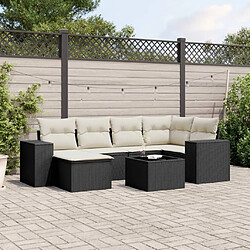 Maison Chic Ensemble Tables et chaises d'extérieur 7pcs avec coussins,Salon de jardin noir résine tressée -GKD896662