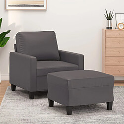 Maison Chic Fauteuil et repose-pieds,Fauteuil luxe pour relax Gris 60 cm Similicuir -MN49675