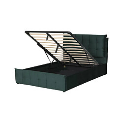 Acheter Vente-Unique Lit coffre 140 x 200 cm - Velours - Vert - OLERIA