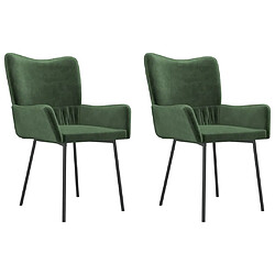 vidaXL Chaises à manger lot de 2 Vert foncé Velours