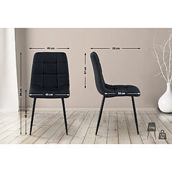 Decoshop26 Lot de 4 chaises de salle à manger en tissu noir pieds métal noir design moderne et confortable CDS10416