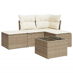 vidaXL Salon de jardin avec coussins 5 pcs beige résine tressée