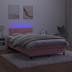 Acheter Maison Chic Lit adulte - Lit + matelas + LED,Sommier à lattes de lit et matelas LED rose 120x190 cm velours -GKD32180