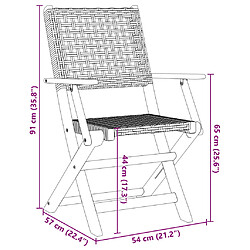 vidaXL Chaises de jardin pliantes lot de 8 gris poly rotin bois massif pas cher