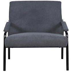 Pegane Fauteuil rembourré en tissu gris avec pieds en métal noir - Longueur 62 x Profondeur 85 x Hauteur 93 cm