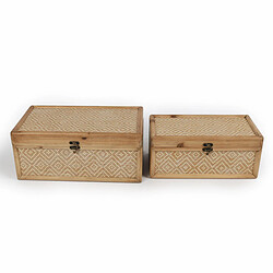 Set de boîtes décoratives Romimex Naturel Bois (2 Pièces) 