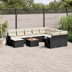 Maison Chic Salon de jardin 11 pcs avec coussins | Ensemble de Table et chaises | Mobilier d'Extérieur noir résine tressée -GKD16000