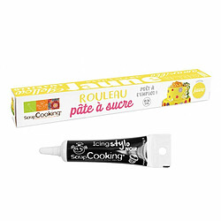 Scrapcooking Pâte à sucre en rouleau jaune Ø 36 cm + Stylo de glaçage noir 