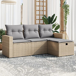 vidaXL Salon de jardin avec coussins 4pcs mélange beige résine tressée 