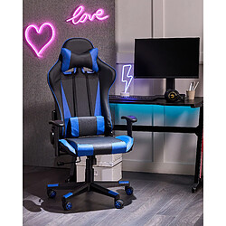 Beliani Chaise de bureau Cuir PU Bleu foncé GAMER