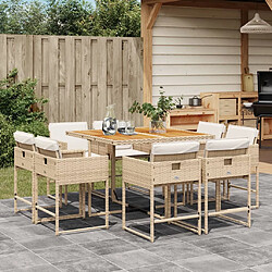 vidaXL Ensemble à manger de jardin et coussins 9 pcs beige Poly rotin 