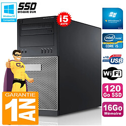 PC Tour DELL 9020 Core I5-4570 Ram 16Go Disque 120 Go SSD Graveur DVD Wifi W7 · Occasion 