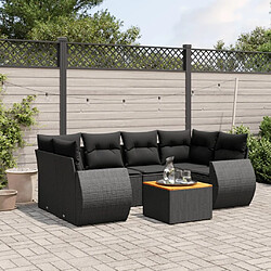 Maison Chic Ensemble Tables et chaises d'extérieur 7pcs avec coussins,Salon de jardin noir résine tressée -GKD718372