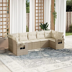 Maison Chic Salon de jardin avec coussins 7 pcs, Ensemble Tables et chaises de jardin, beige résine tressée -GKD559944