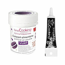 Scrapcooking Colorant alimentaire Violet + Stylo de glaçage noir 