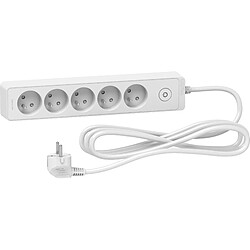 Schneider Electric Bloc multiprises 5 Prises 2P+T (câble 3m) blanc - Schneider